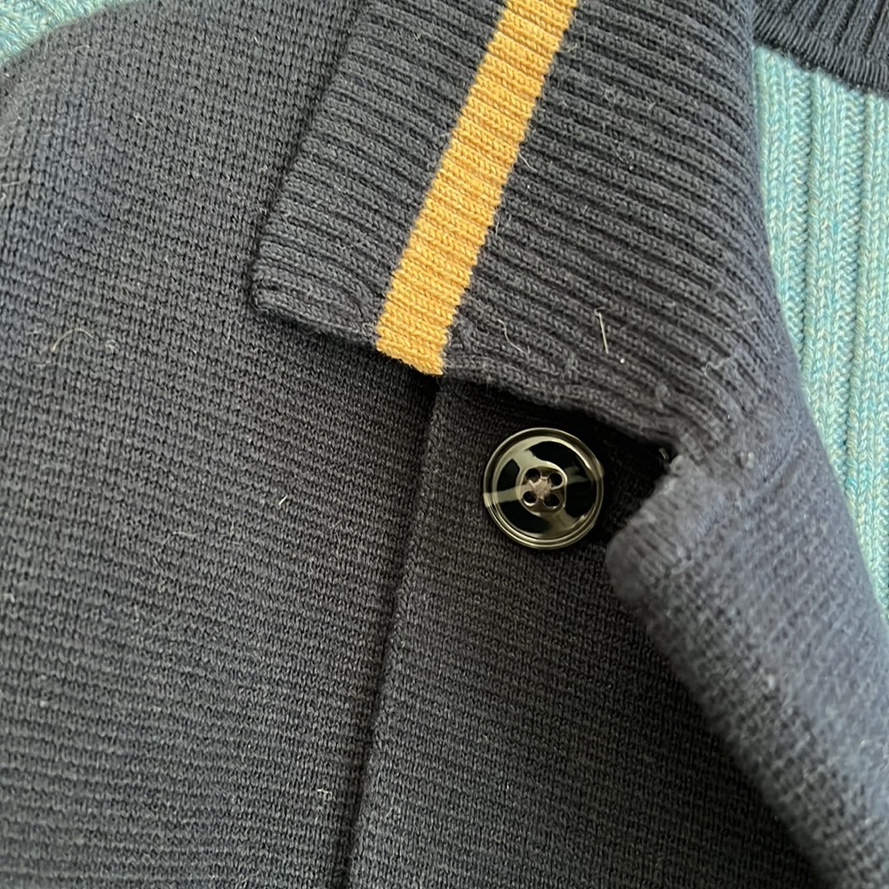 Cabi Turn Back Collared Color Block Cardigan | M - image 6